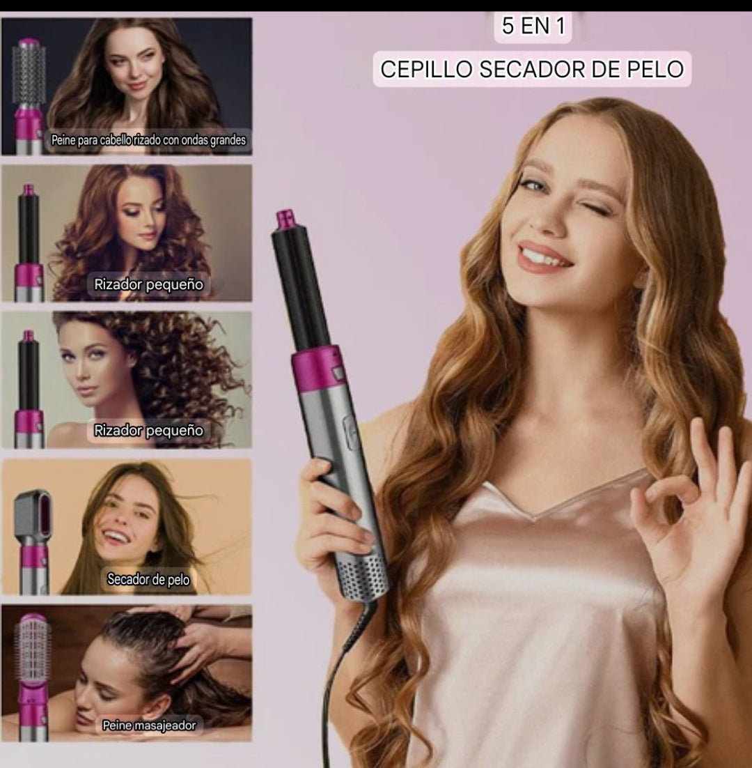 CEPILLO SECADOR MOLDEADOR 5 en 1, LuxeWhirl: seca, riza, moldea, voluminiza tu cabello